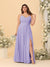 A-Line/Princess Spaghetti Straps Sleeveless Ruched Bridesmaid Dresses with Side Slit