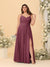 A-Line/Princess Spaghetti Straps Sleeveless Ruched Bridesmaid Dresses with Side Slit