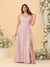 A-Line/Princess Spaghetti Straps Sleeveless Ruched Bridesmaid Dresses with Side Slit