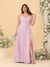 A-Line/Princess Spaghetti Straps Sleeveless Ruched Bridesmaid Dresses with Side Slit