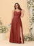 A-Line/Princess Spaghetti Straps Sleeveless Ruched Bridesmaid Dresses with Side Slit