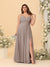 A-Line/Princess Spaghetti Straps Sleeveless Ruched Bridesmaid Dresses with Side Slit