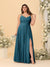 A-Line/Princess Spaghetti Straps Sleeveless Ruched Bridesmaid Dresses with Side Slit