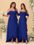 A-Line/Princess Off-the-Shoulder Spaghetti Straps Sleeveless Bridesmaid Dresses with Ruffles