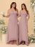 A-Line/Princess Off-the-Shoulder Spaghetti Straps Sleeveless Bridesmaid Dresses with Ruffles