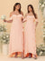 A-Line/Princess Off-the-Shoulder Spaghetti Straps Sleeveless Bridesmaid Dresses with Ruffles
