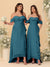 A-Line/Princess Off-the-Shoulder Spaghetti Straps Sleeveless Bridesmaid Dresses with Ruffles