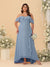 A-Line/Princess Off-the-Shoulder Plus Size Bridesmaid Dresses with Ruffles