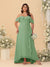 A-Line/Princess Off-the-Shoulder Plus Size Bridesmaid Dresses with Ruffles