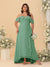 A-Line/Princess Off-the-Shoulder Plus Size Bridesmaid Dresses with Ruffles