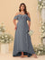 A-Line/Princess Off-the-Shoulder Plus Size Bridesmaid Dresses with Ruffles