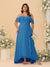 A-Line/Princess Off-the-Shoulder Plus Size Bridesmaid Dresses with Ruffles
