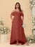 A-Line/Princess Off-the-Shoulder Plus Size Bridesmaid Dresses with Ruffles