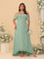 A-Line/Princess Off-the-Shoulder Plus Size Bridesmaid Dresses with Ruffles