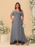 A-Line/Princess Off-the-Shoulder Plus Size Bridesmaid Dresses with Ruffles