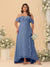 A-Line/Princess Off-the-Shoulder Plus Size Bridesmaid Dresses with Ruffles