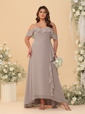 A-Line/Princess Off-the-Shoulder Plus Size Bridesmaid Dresses with Ruffles