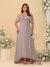 A-Line/Princess Off-the-Shoulder Plus Size Bridesmaid Dresses with Ruffles