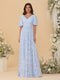 A-Line/Princess V-Neck Short Sleeves Long Bridesmaid Dresses