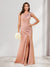 Sheath/Column One-Shoulder Floor-Length Ruched Bridesmaid Dresses with Split Side
