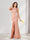 Sheath/Column One-Shoulder Floor-Length Ruched Bridesmaid Dresses with Split Side