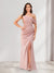Sheath/Column One-Shoulder Floor-Length Ruched Bridesmaid Dresses with Split Side