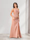 Sheath/Column One-Shoulder Floor-Length Ruched Bridesmaid Dresses with Split Side