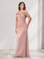 Sheath/Column Cold Shoulder Floor-Length Bridesmaid Dresses with Bowknots