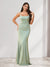 Trumpet/Mermaid Spaghetti Straps Floor-Length Bridesmaid Dresses With Bowknot & Ruffles