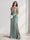 Sheath/Column Square Neck Long Ruched Bridesmaid Dresses with Split Side