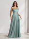 A-Line/Princess One-Shoulder Floor-Length Bridesmaid Dresses With Pockets
