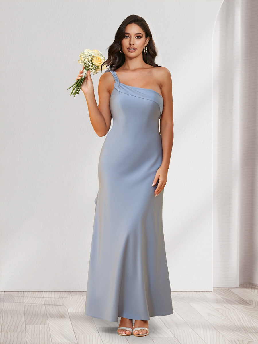 Sheath/Column One-Shoulder Ankle-Length Bridesmaid Dresses