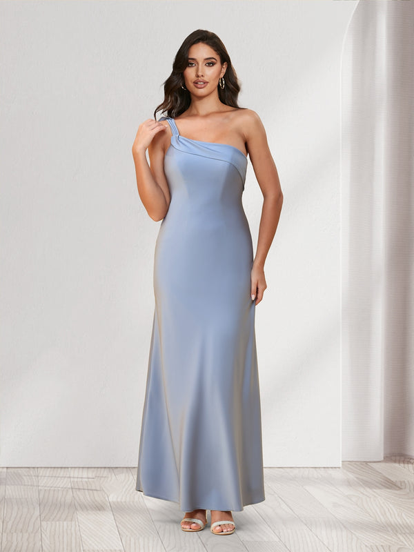 Sheath/Column One-Shoulder Ankle-Length Bridesmaid Dresses