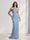 Sheath/Column Halter Dresses Long Ruched Bridesmaid Dresses with Split Side