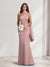 Sheath/Column Halter Maxi Dresses Long Bridesmaid Dresses with Neck Scarf