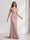 Sheath/Column Halter Maxi Dresses Long Bridesmaid Dresses with Neck Scarf