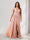 Sheath/Column V-Neck Floor-Length Ruched Bridesmaid Dresses With Ruffles & Split Side