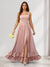 A-Line/Princess Square Neck Floor-Length Bridesmaid Dresses With Ruffles & Split Side