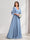A-Line/Princess V-Neck Short Sleeves Long Bridesmaid Dresses With Ruffles & Belt