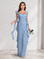 Sheath/Column Scoop Floor-Length Bridesmaid Dresses with Ruffle Straps