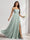 A-Line/Princess Spaghetti Straps Sleeveless Floor-Length Ruched Bridesmaid Dresses With Split Side