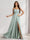 A-Line/Princess Spaghetti Straps Sleeveless Floor-Length Ruched Bridesmaid Dresses With Split Side