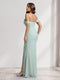 Sheath/Column Off-the-Shoulder Long Bridesmaid Dresses with Split Side