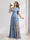 A-Line/Princess V-Neck Short Sleeves Floor-Length Bridesmaid Dresses With Ruffles & Split Side