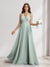 A-Line V-Neck Halter Sleeveless Floor-Length Bridesmaid Dresses With Pleats