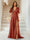 A-Line/Princess V-Neck Short Sleeves Long Bridesmaid Dresses with Split Side