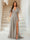 A-Line/Princess V-Neck Short Sleeves Long Bridesmaid Dresses with Split Side