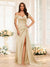 Floor-Length Off-the-Shoulder Long Formal Dresses with Split Side & Ruched