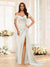 Floor-Length Off-the-Shoulder Long Formal Dresses with Split Side & Ruched