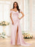 Floor-Length Off-the-Shoulder Long Formal Dresses with Split Side & Ruched